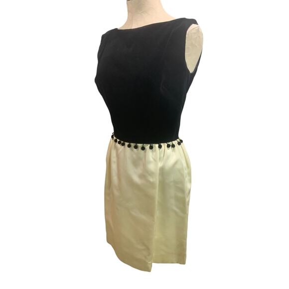 Vintage 1950s Betty Lane Originals Velvet Silk Dress Pom Pom Defects - Picture 7 of 11
